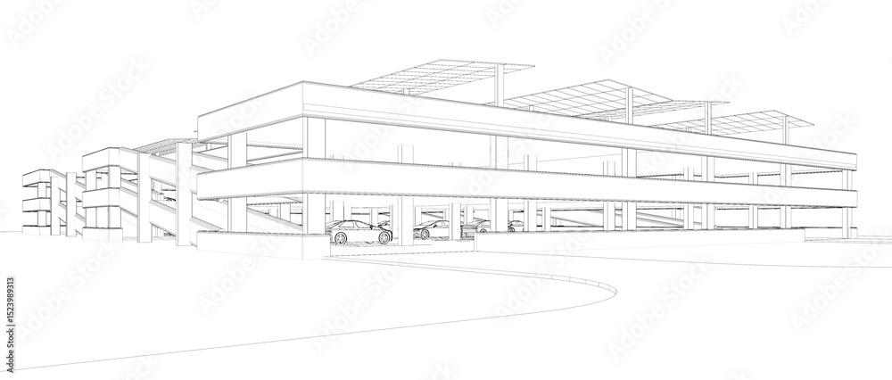 Obraz premium 3D illustration of parking facility