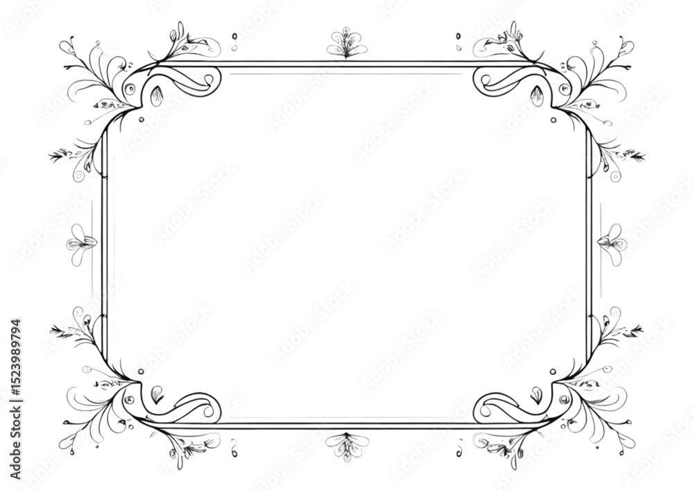 Lines Frame With Floral Decoration Lines Frame With Floral Decoration