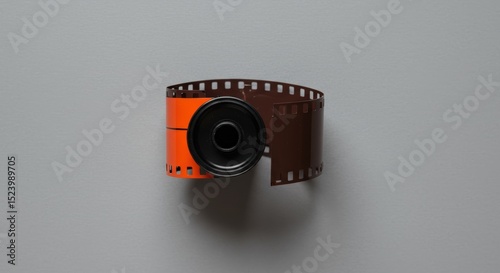 A film reel with a speaker, ideal for promoting media, entertainment, or digital streaming platforms in marketing and web design. photo