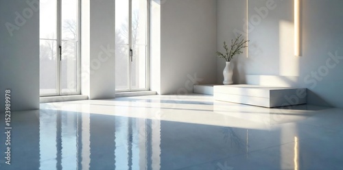 A pristine, polished chrome surface reflects a still, quiet room, highlighting the concept of silent shine and sleek minimalism , silence, chrome, order