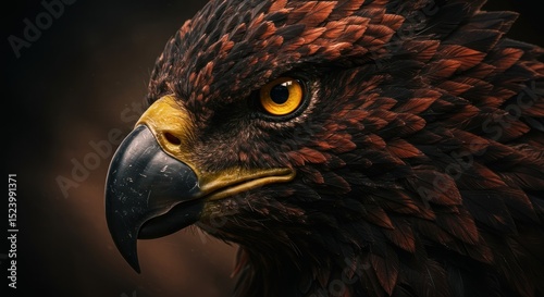 Majestic bird of prey with intense gaze