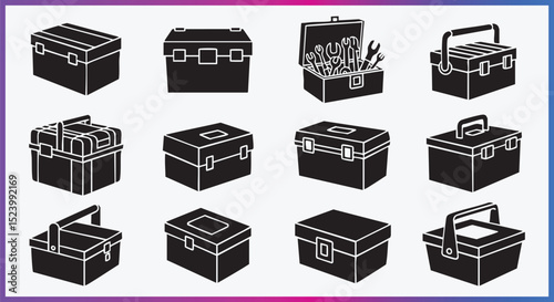 Toolbox Icons and Storage Case Vector Collection for Workshop and DIY Projects
