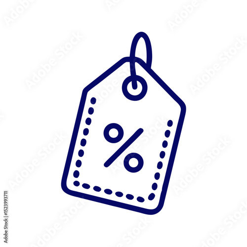 Price tag icon with percent symbol in minimalist style  