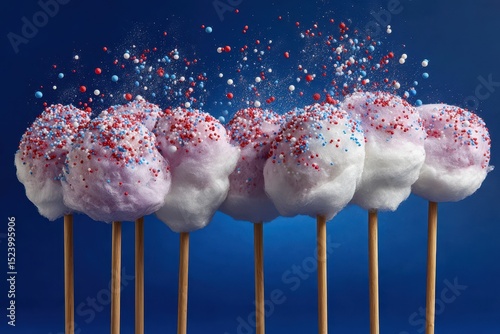 Sweet treats cotton candy pops with sprinkles