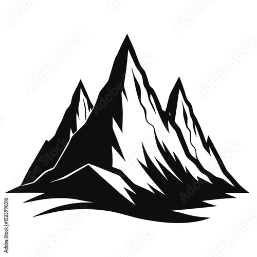 Black and white sketch of mountain range with a dramatic pencil style