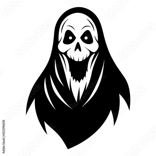 Ghost horror face in pencil sketch with dramatic black and white effect