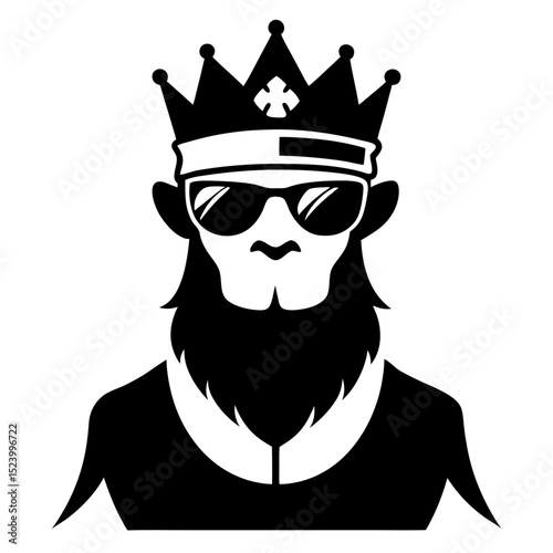 King crown and various elements in dramatic black and white sketch
