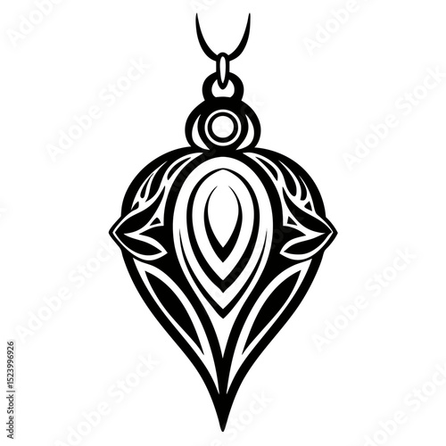 Pendant design drawn in pencil with black and white dramatic details