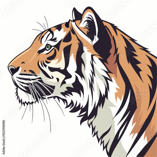 Striking Tiger Portrait Vector Illustration For Wildlife And Design