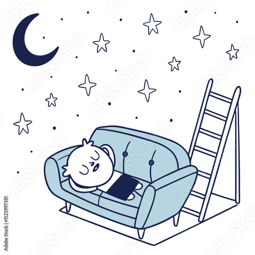 Dreamy Sleep Cartoon Moon