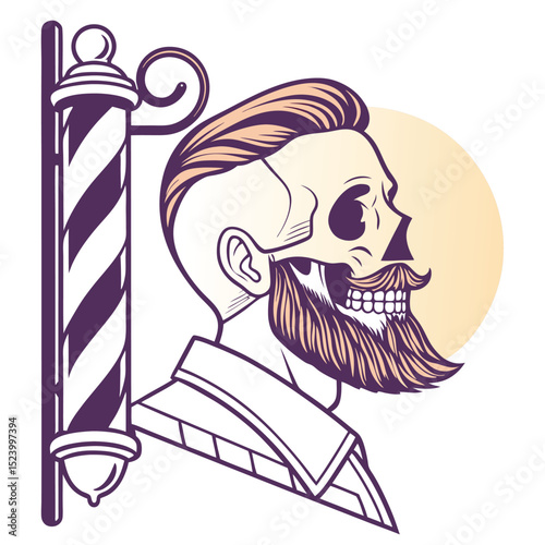 Skull Barber Shop Vintage Hairstyle
