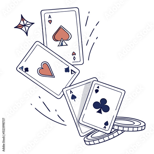 Ace Falling Cards And Casino Chips