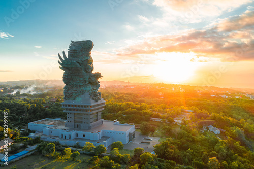 Bali's Most Iconic Landmark Hindu God Garuda Wisnu Kencana statue also GWK statue is a 122-meter tall statue located in Garuda Wisnu Kencana Cultural Park, Bali, Indonesia.