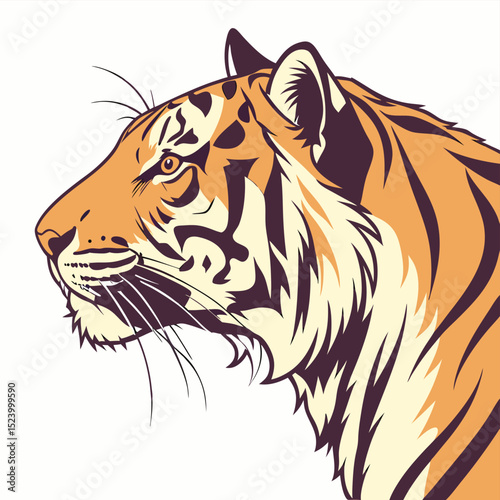 Striking Tiger Head Illustration