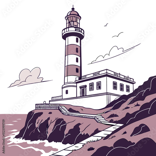 Coastal Lighthouse Towering Seaside Landmark