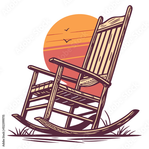 Vintage Rocking Chair Sunset