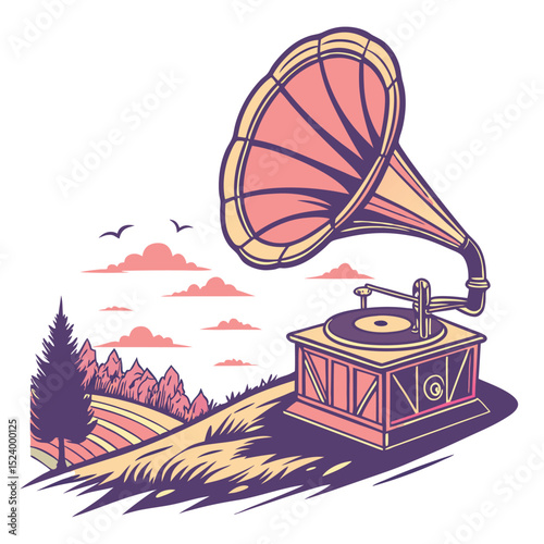 Vintage Gramophone Serenity Retro Music