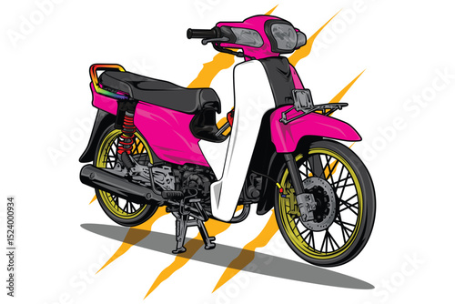 Motorcycle Drawing Vector Illustration White Background