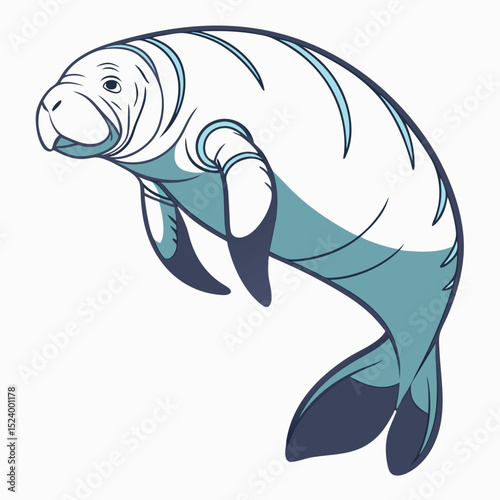 Cute Manatee Illustration Aquatic Mammal