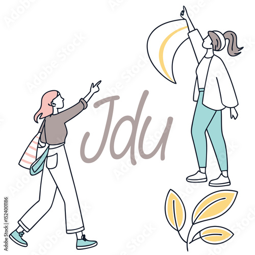 Jdu Two Women Pointing Up