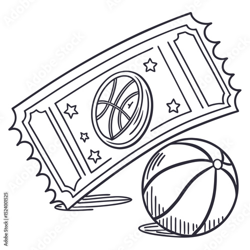 Basketball Ticket & Ball Doodle