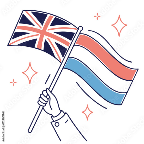 Union Jack & Luxembourg Flags Handheld