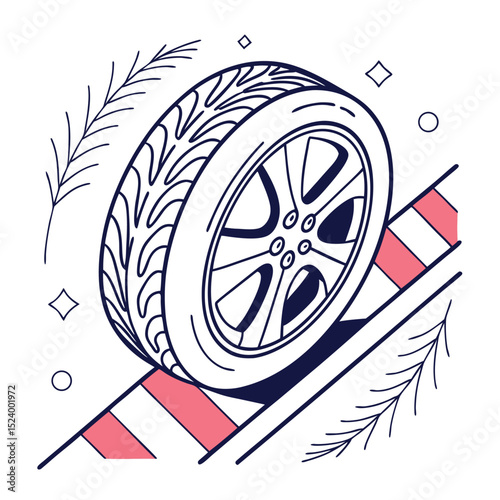 Car Tire Outline Illustration