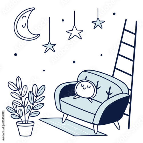 Dreamy Night Scene Illustration Moon