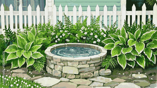 Fern Gully Rush Waterfall Garden isolated watercolor vector illustration svg