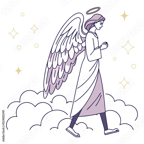 Walking Angel In Clouds