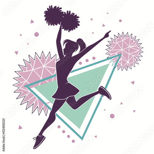 Cheerleader Silhouette Retro Design