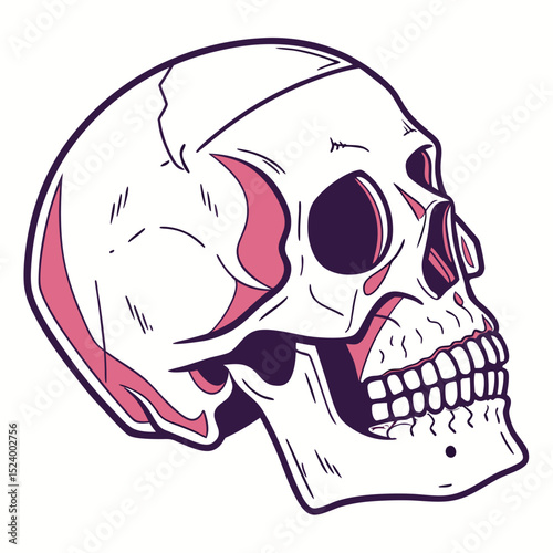 Pink Skull Cartoon Graphic For Halloween