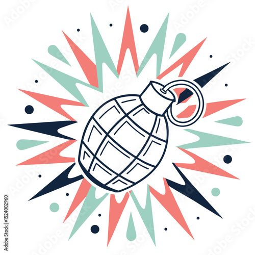 Grenade Illustration With Explosive Design