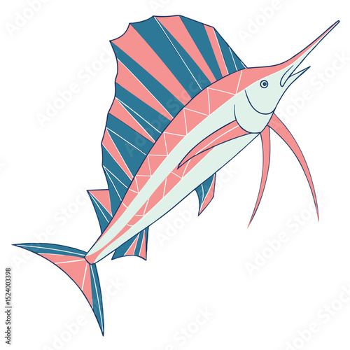 Geometric Marlin Fish Illustration
