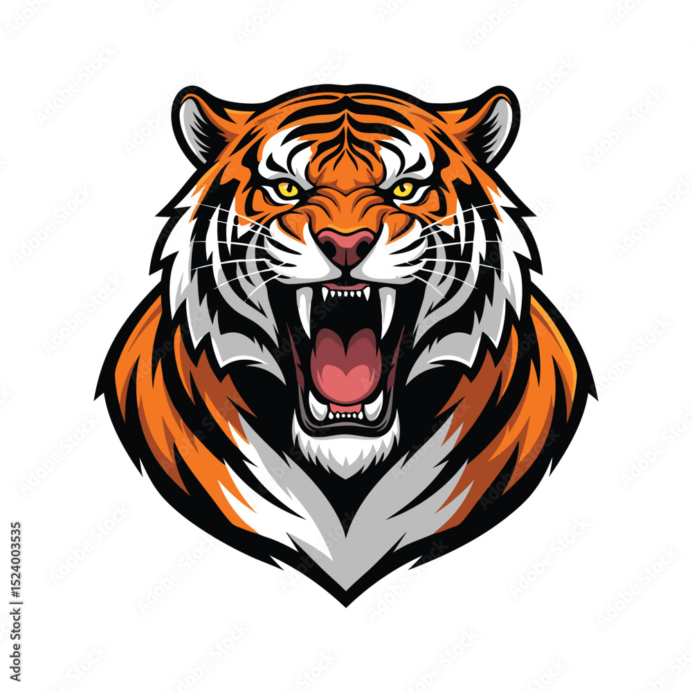 Fototapeta premium Roaring Tiger Head Mascot – Vector Sports Emblem for T-Shirts