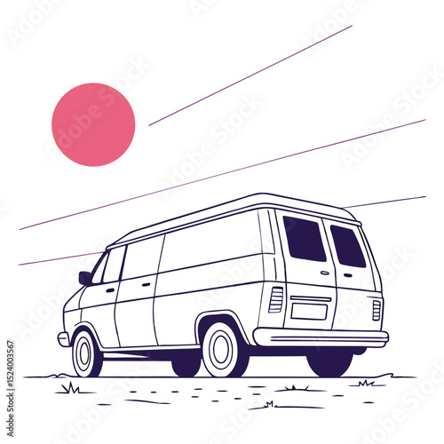 Vintage Van Sunset Road Trip Adventure