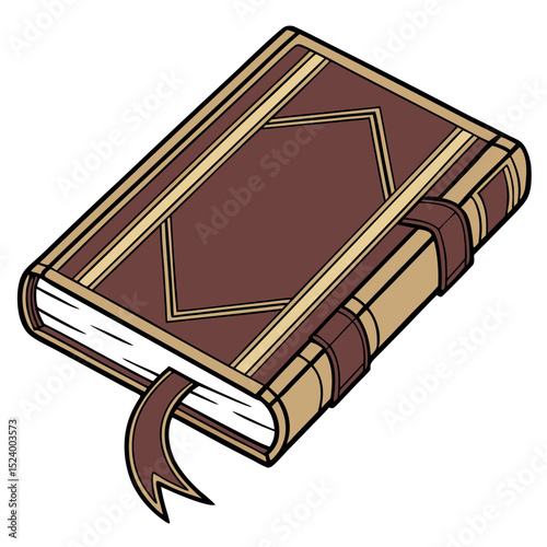 Ornate antique book with leather binding and bookmark