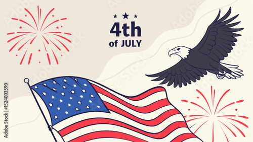 Fourth of july american flag eagle fireworks