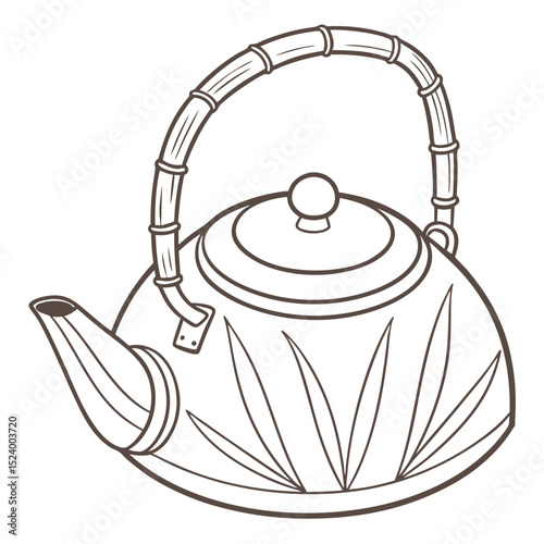 Elegant green tea kettle with bamboo handle