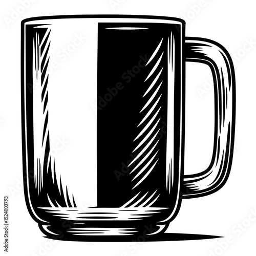 Engraved style empty glass mug illustration