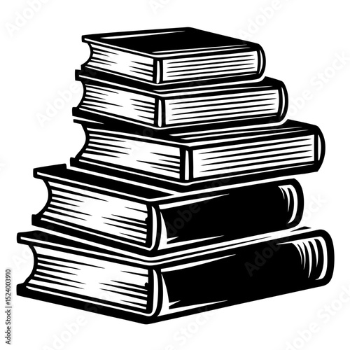 Stack of books vintage illustration