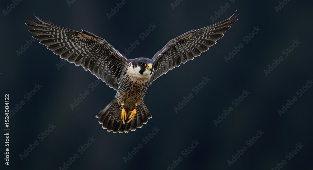 Obraz premium Peregrine falcon soars with outstretched wings