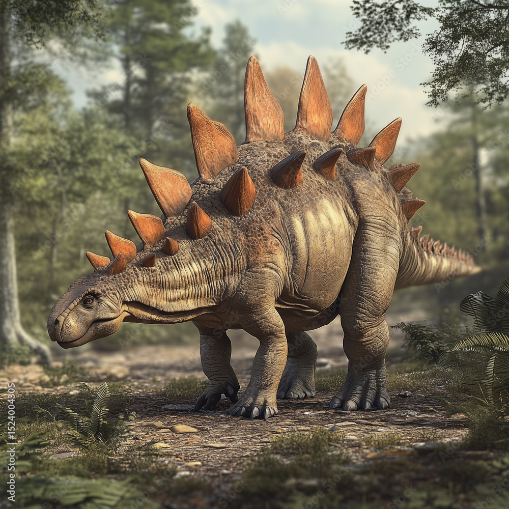 Fototapeta premium stegosaurus, ancient animal, illustration, background, creature, ancient, dinosaur, animal, isolated, jurassic, dino, big, gigantic, prehistoric