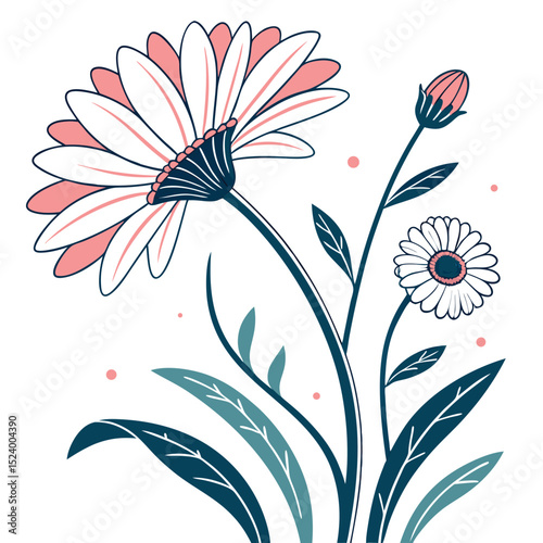Elegant Floral Bouquet Modern Botanical Illustration