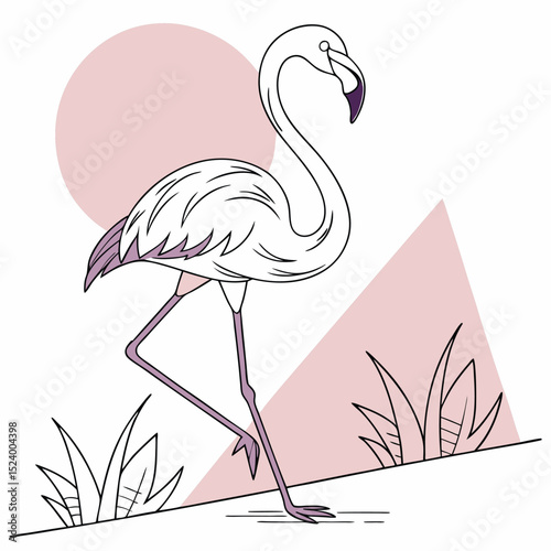 Pink Flamingo Illustration Tropical Aesthetic