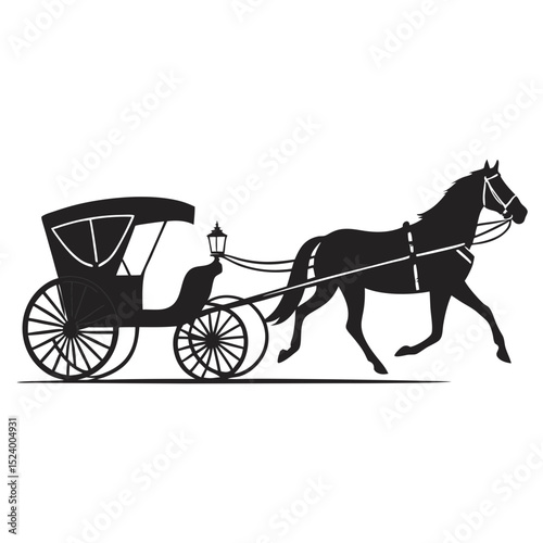 Horse drawn carriage silhouette illustration