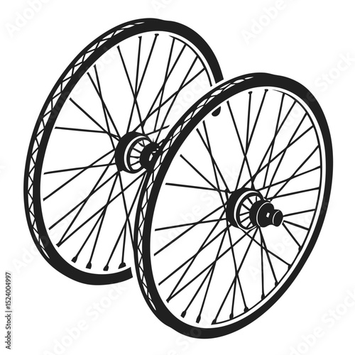 Pair of bicycle wheels spoke design illustration