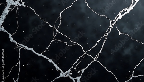 Abstract Black Background with White Veins and Splatter Texture Design