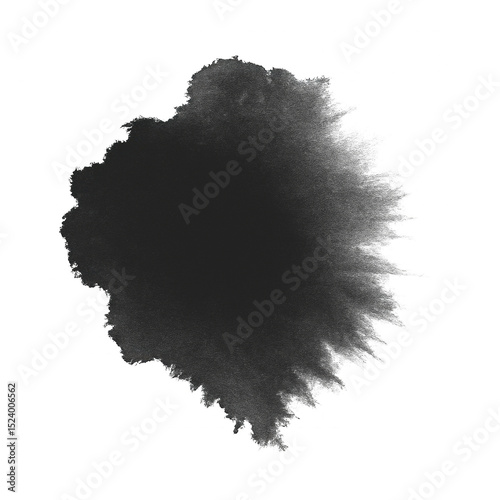 Black ink splash blob on the white isolated background