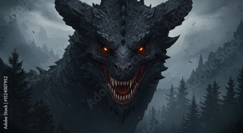 Scaled terror emerges from misty pines